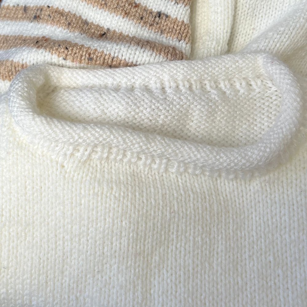 Handmade Parisian Vintage Knit Sweater Oversized Hand Knit Preppy Chunky Coastal - Picture 6 of 8